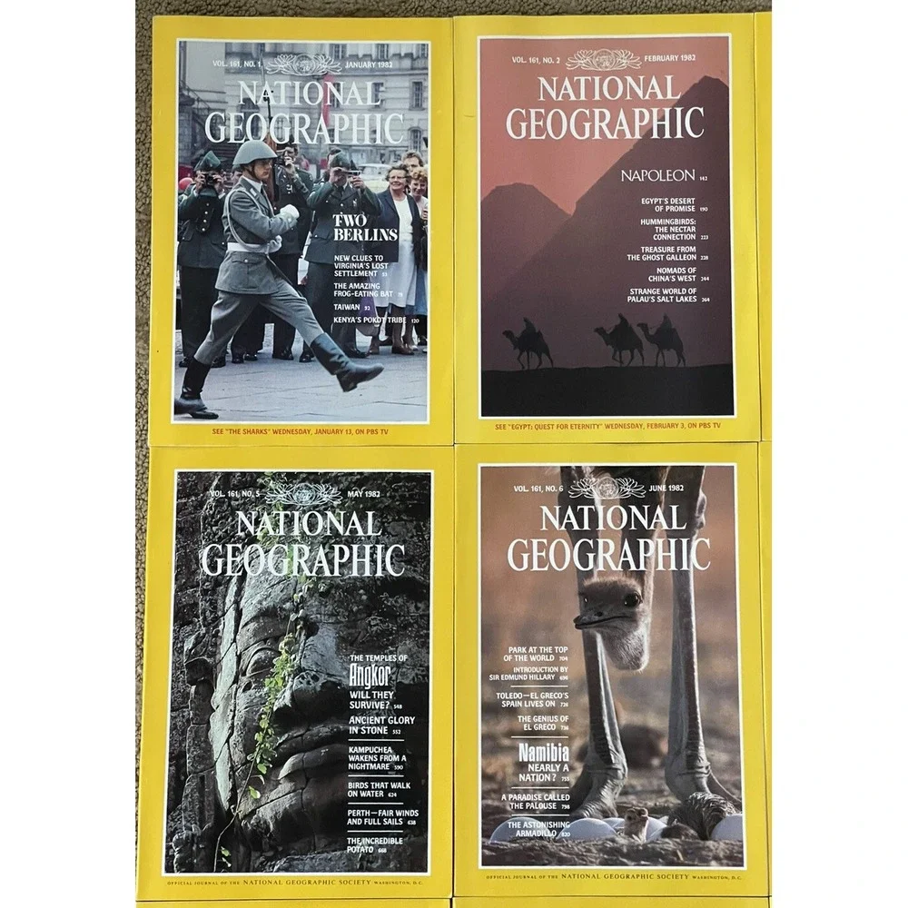 Lot of National Geographic Magazines 1982 lot of 12 full‎ set Jan-dec No Maps